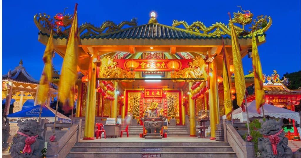 Temple in Phuket Thailand during the Thai Vegan Festival