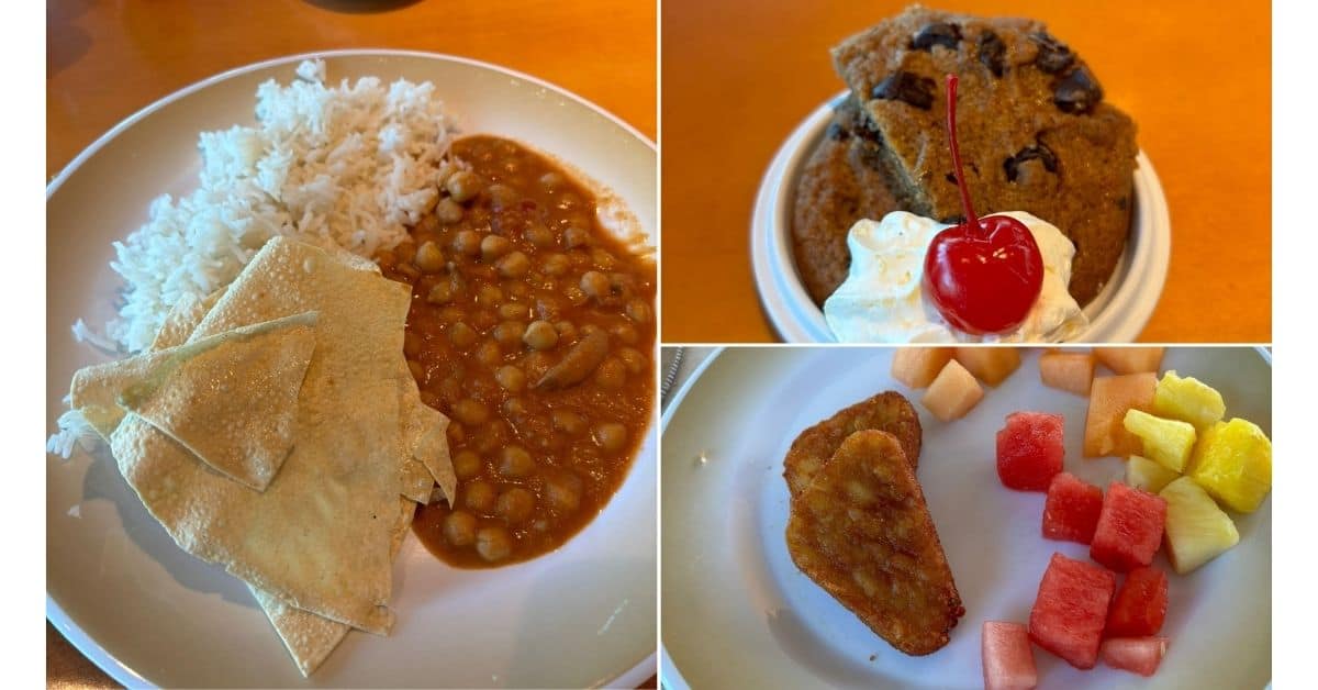 A sample of the vegan food in the Windjammer Cafe onboard Royal Caribbean
