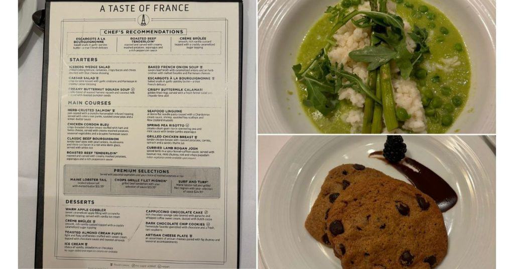 vegan food options on Royal Caribbean in the Main Dining Room.