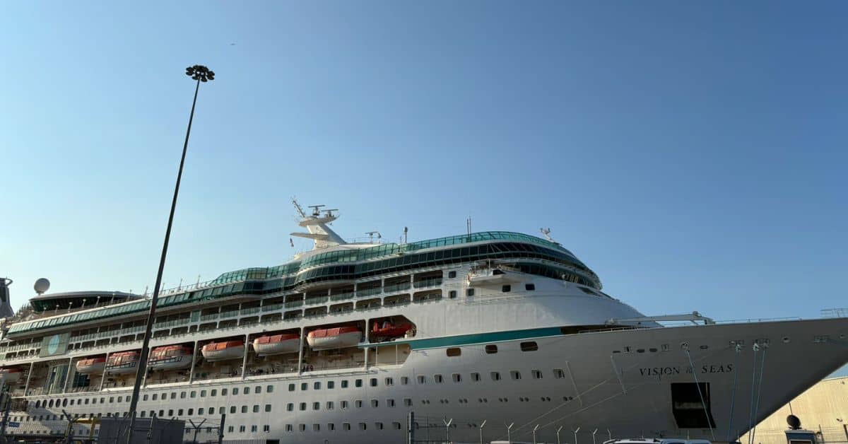 Vision of the Seas docked at embarkation port in Baltimore