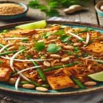 beautifully platted vegan pad thai